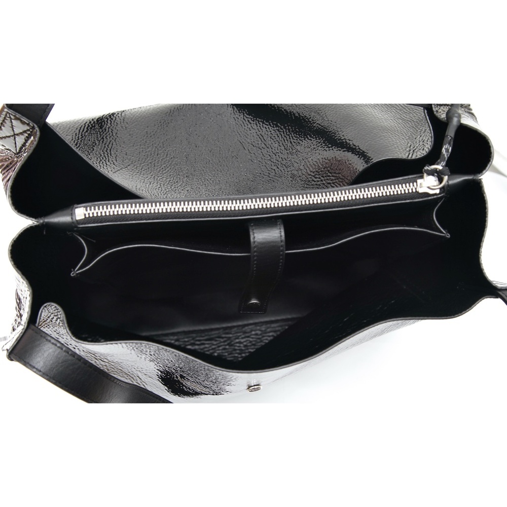 RAG & BONE Black Patent Leather Tote Bag Zipper Travel - Picture 7 of 11